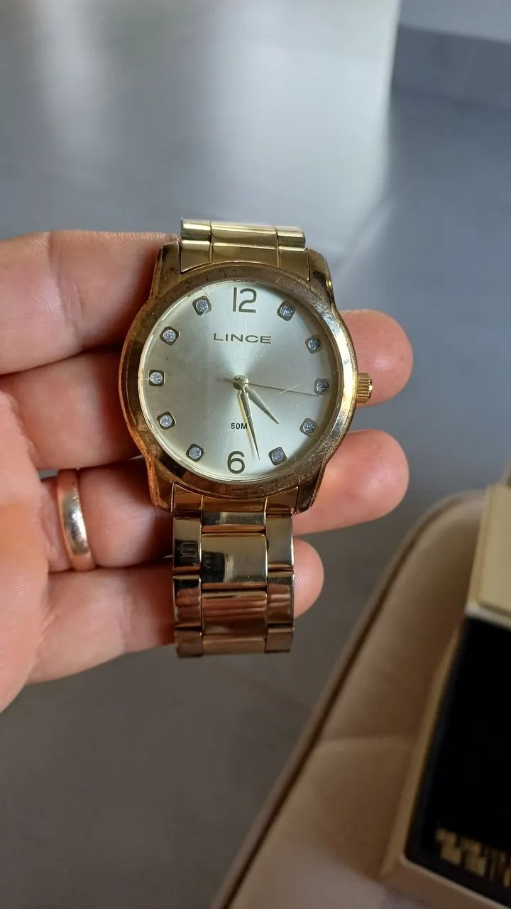 Kit Relógio Lince Dourado com Pulseira - Foto 3