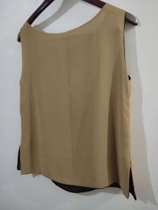 Blusa de Chiffon Bege e Preto - Foto 3