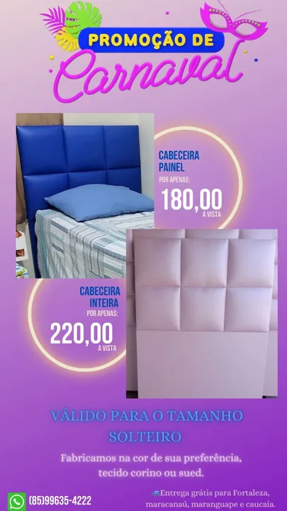 Cabeceira de Cama Solteiro - Promoção Carnaval!