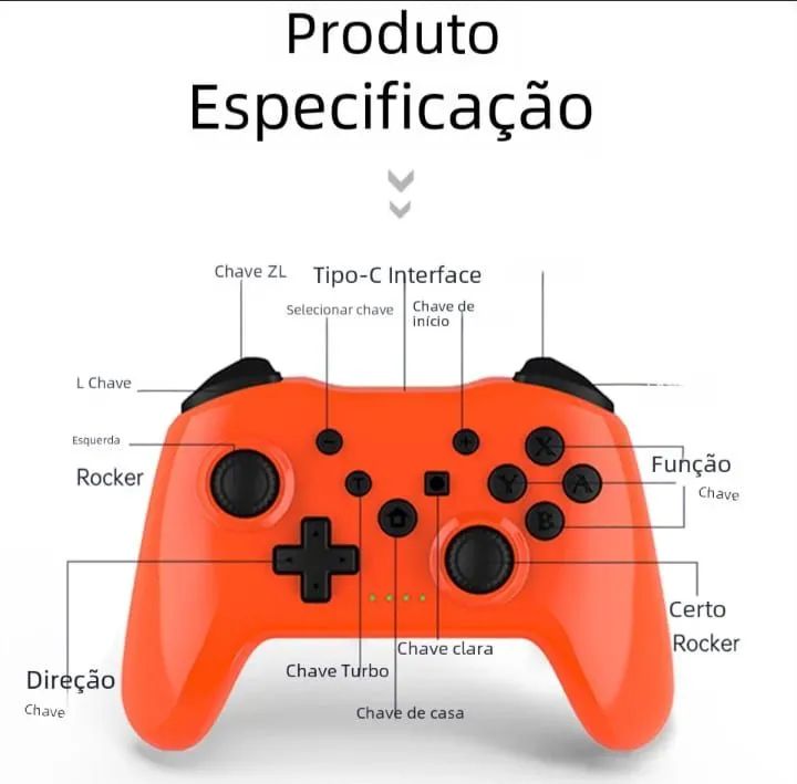 Controle Bluetooth Sem Fio para Jogos - Compatível com Switch, Android e PC - Foto 3