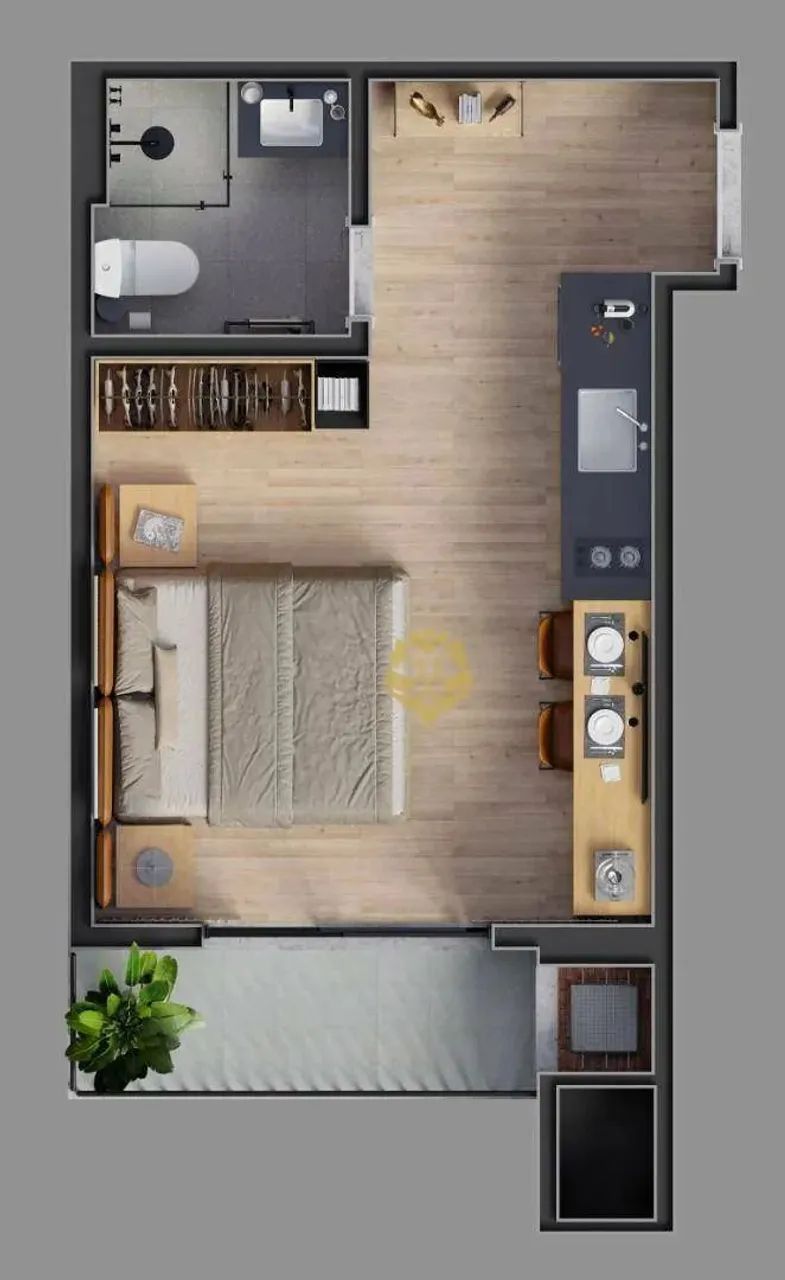 Studio com 1 dormitório à venda, 23 m² por R$ 291.183,10 - Cristo Rei - Curitiba/PR - Foto 4