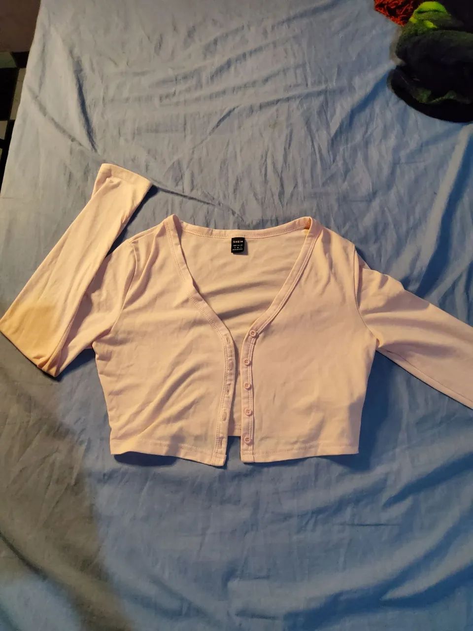 Cardigan Rosa Cropped Manga Longa - Foto 2