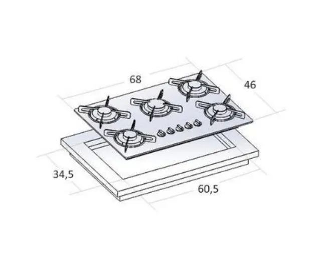 Fogão Cooktop 5 Bocas Preto Tripla Chama  Safanelli novo com garantia - Foto 2