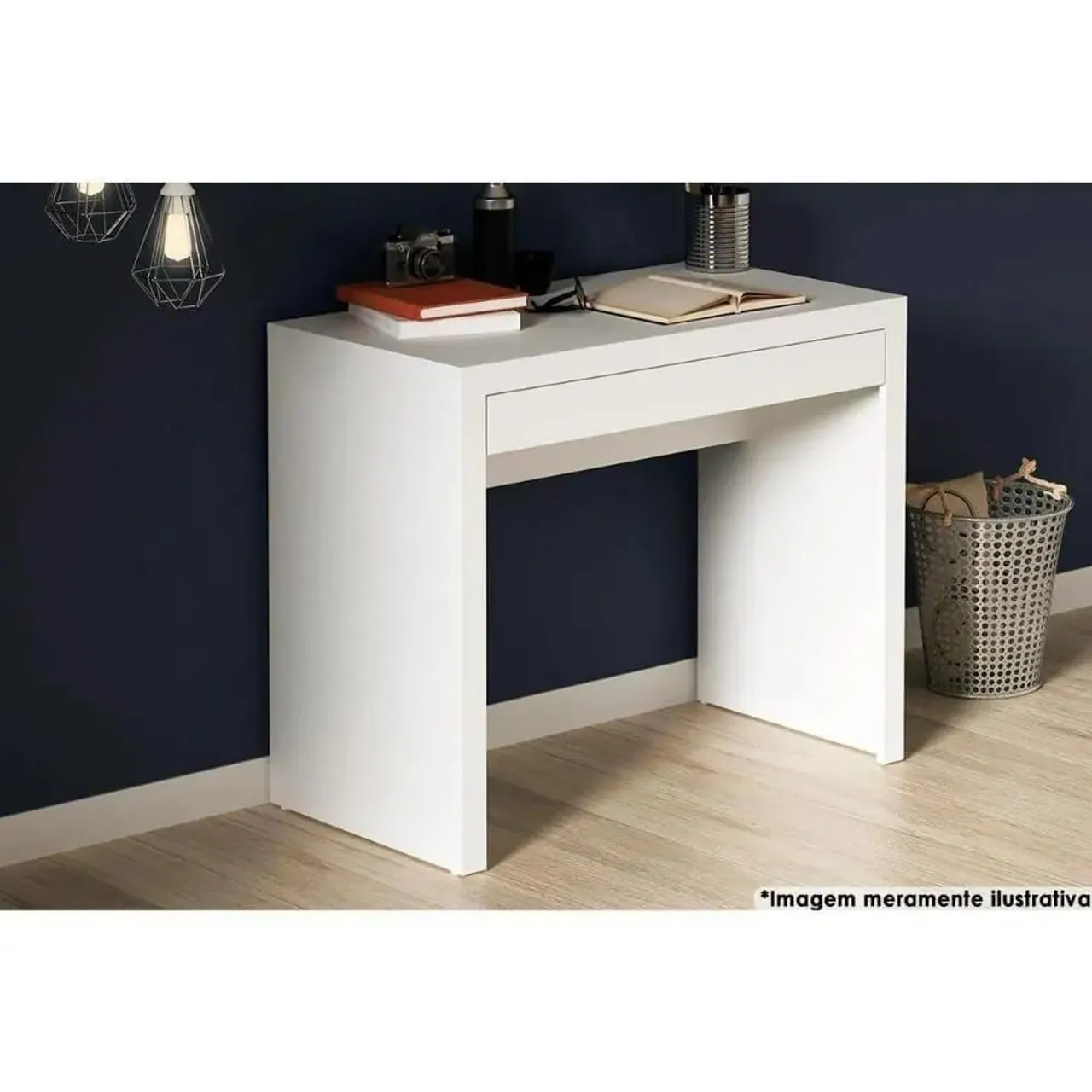 Mesa Escrivaninha Compacta Branca - Design Moderno