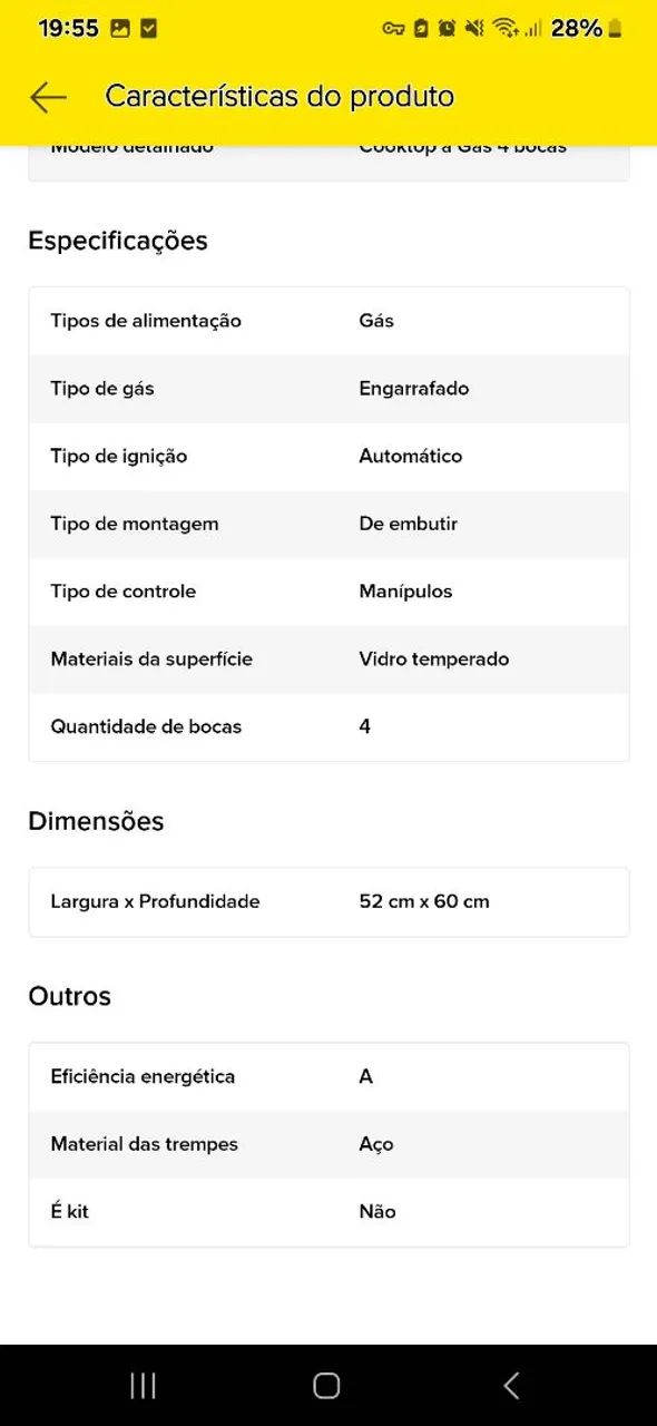 Cooktop 4 bocas Novo - Foto 5