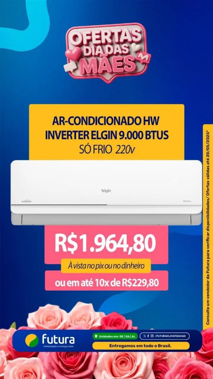 Ar Condicionado Elgin Inverter 9.000 BTUs - Só Frio 220v