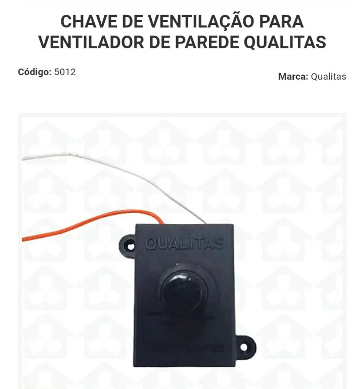 Dimmer controle de velocidade ventilador Qualitas Q600