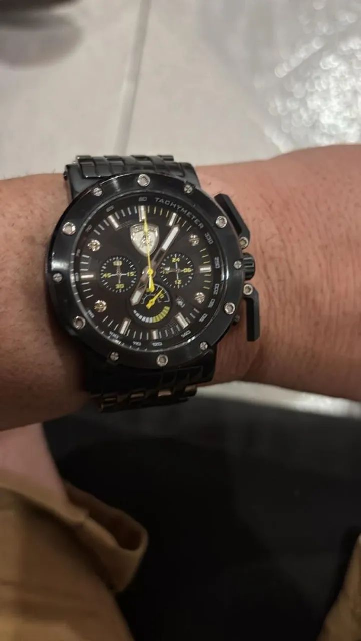 Relógio Lamborghini Masculino Cronógrafo Preto - Foto 3