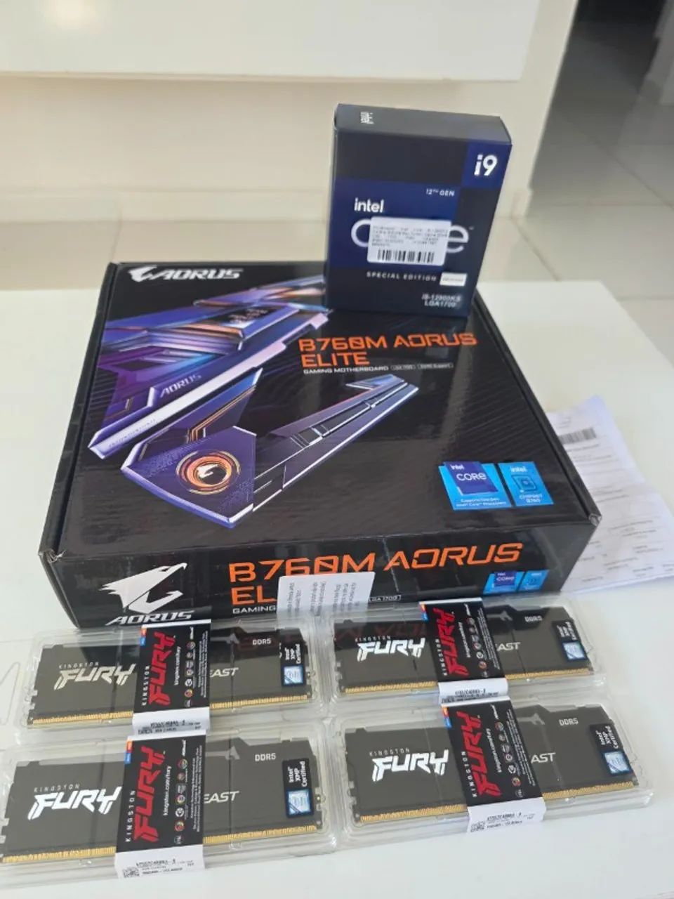 Kit Am5 Placa Mãe B760m AORUS ELITE, Processador I9 12900ks