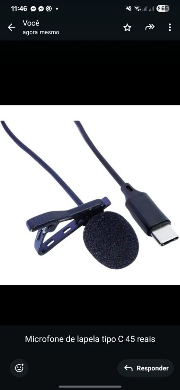 Microfone de lapela tipo C 