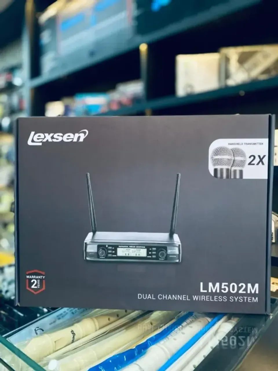 MICROFONE DINÂMICO SEM FIO DUPLO LEXSEN LM502M CARDIOIDE