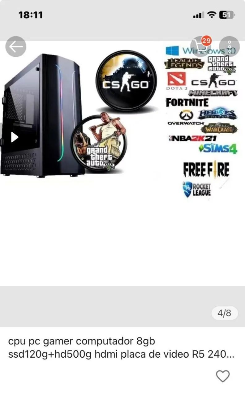 PC Gamer Computador 8GB SSD - Promoção - Foto 2