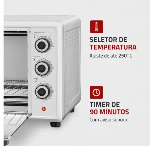 Forno Elétrico de Bancada Mondial 42L Branco Family - Foto 3