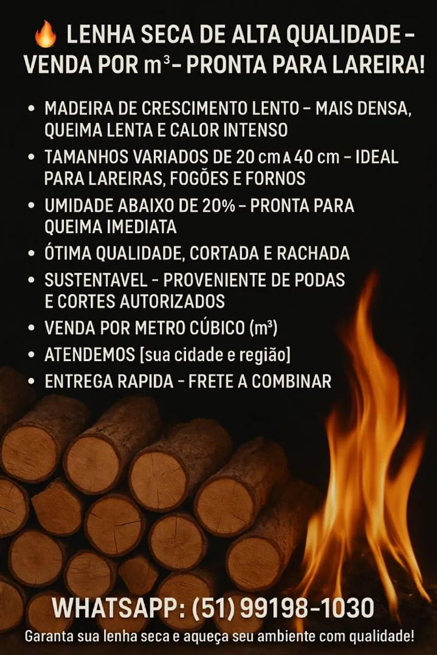Lenha Seca de Alta Qualidade - Venda por m³