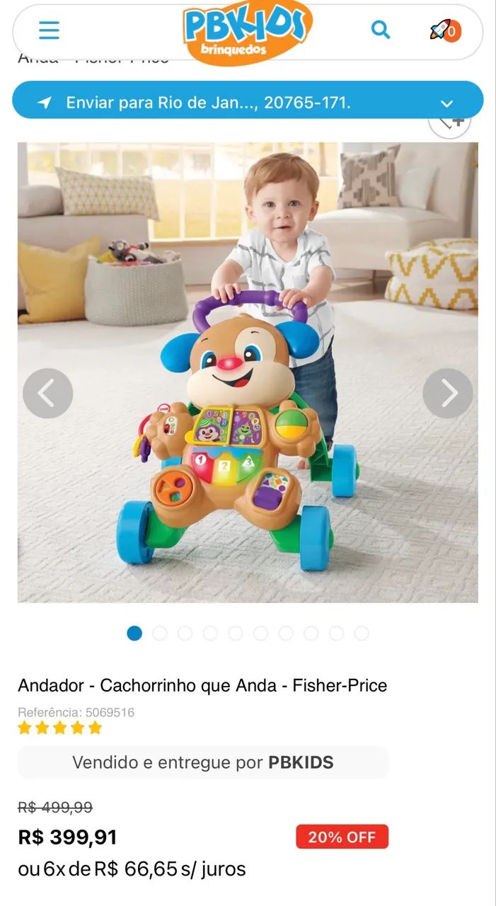 Andador/ Empurrador - Cachorrinho que Anda - Fisher-Price - Foto 2