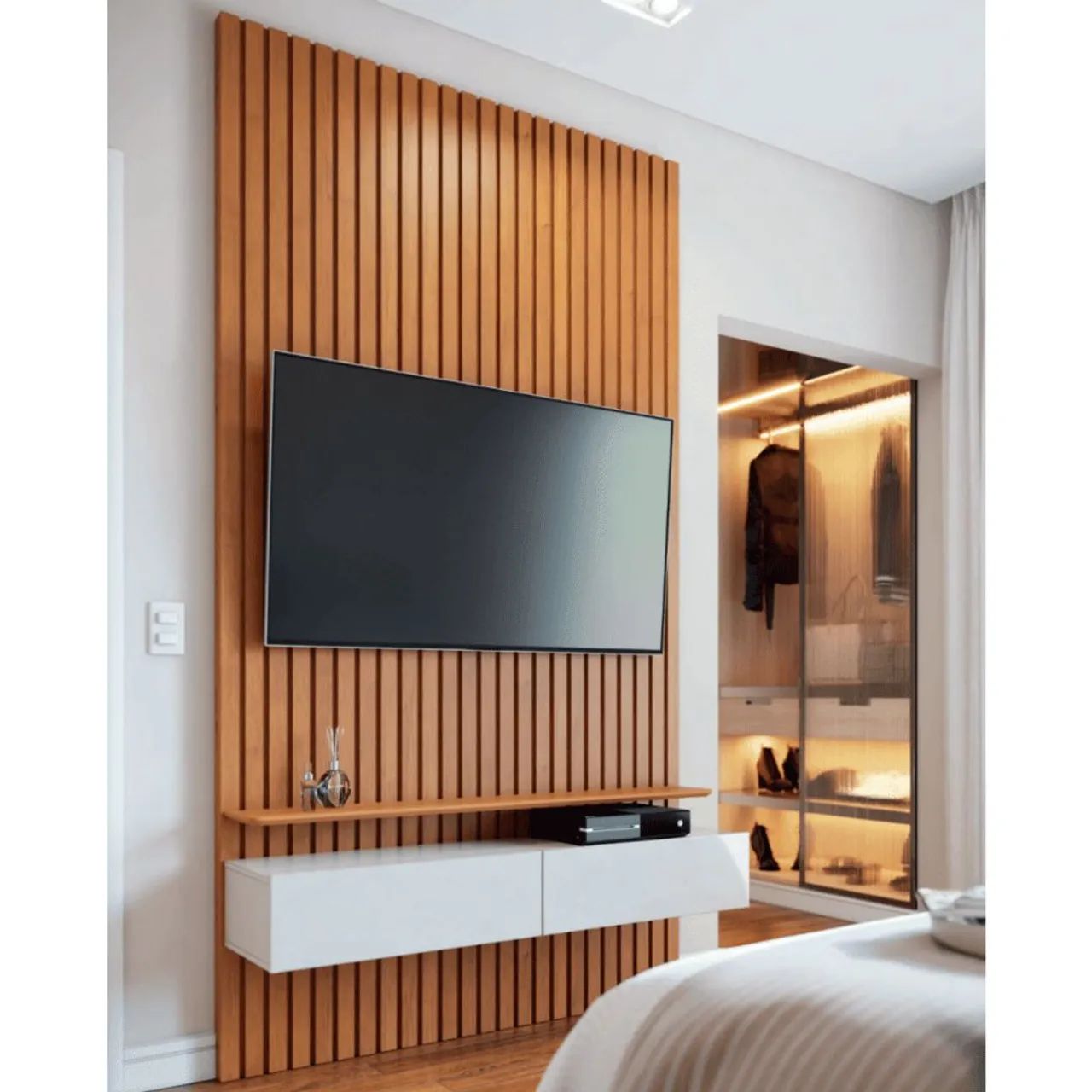 Painel Ripado para TV 55 Polegadas Imcal Prime 1.4 Nature/Off White