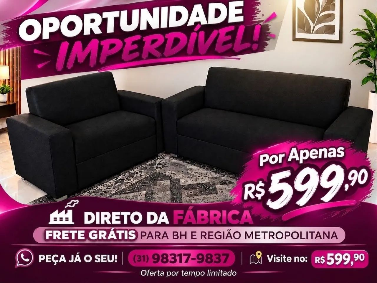 SOFÁ BONITO E CONFORTÁVEL 