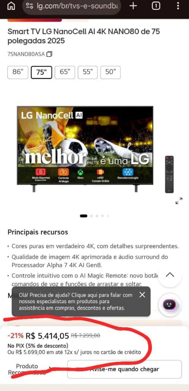 Smartv LG 75 polegadas Na Garantia  - Foto 2