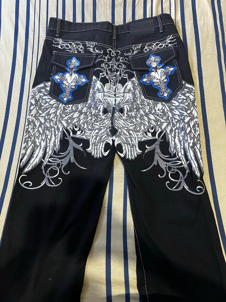 Roupa Calça Y2K Calça Larga Calça Emo Telefone  - Foto 2