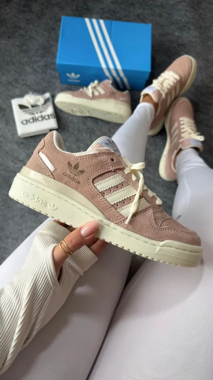 Tenis Adidas fórum low Couro Rose pérola 