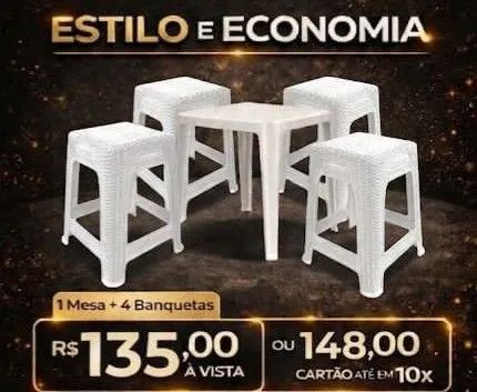 Conjunto de mesa plástica com banco - Foto 2