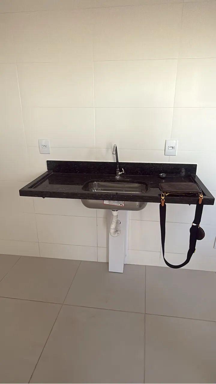 Pia cozinha em granito 120x52cm+cuba inox+torneira metal