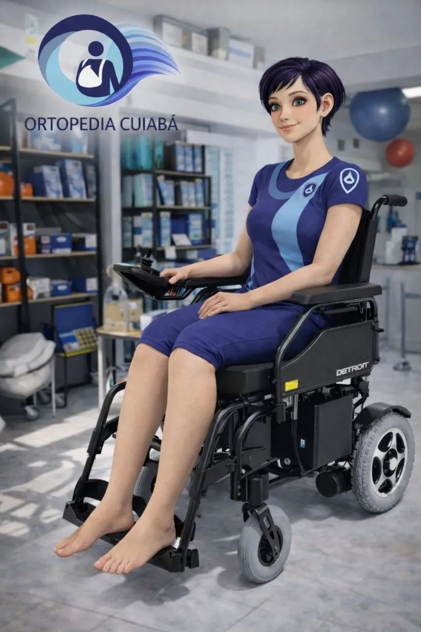 Cadeira de roda motorizada.