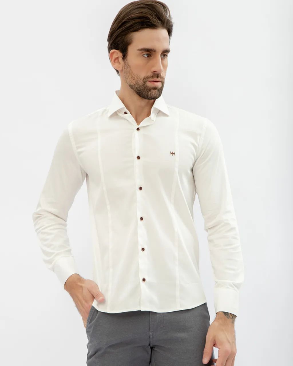 Camisa Manga Longa Slim TRT Off White