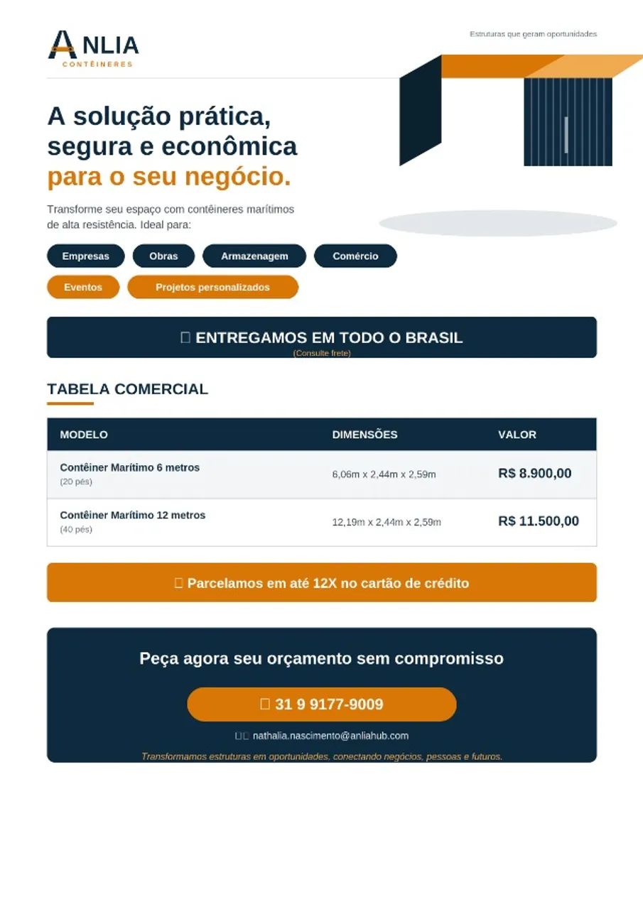 Contêineres Marítimos 20 e 40 Pés - Entrega em Todo o Brasil