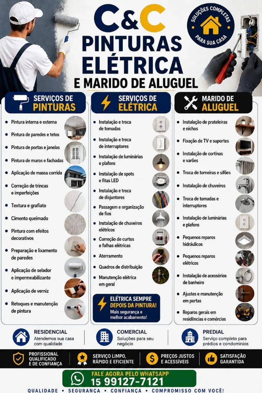 Serviços elétricos, pinturas & marido de aluguel.