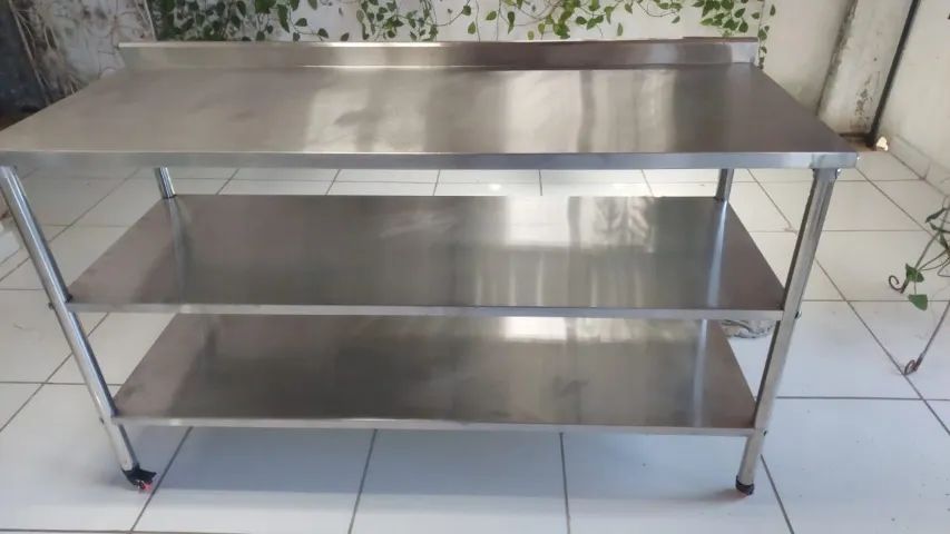 Mesa inox 160x60 (muito nova). - Foto 3