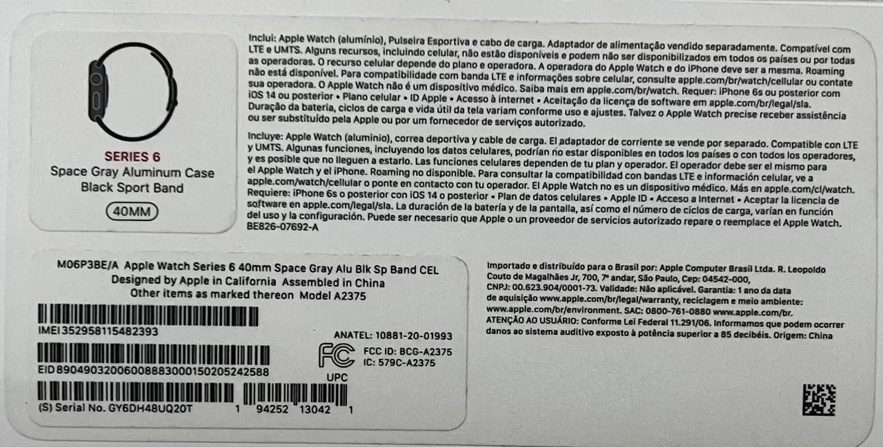 Relógio APPLE WATCH Séries 6 40mm GPS + celular  - Foto 2