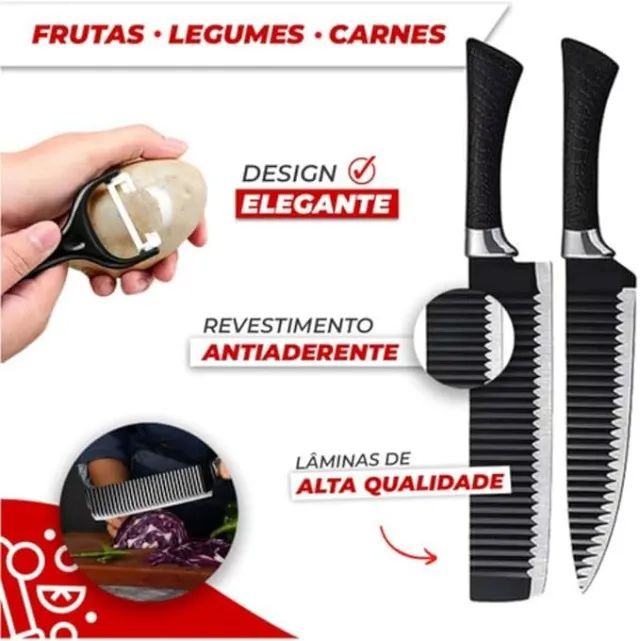 Kit 6 Peças Facas Antiaderente - Foto 3