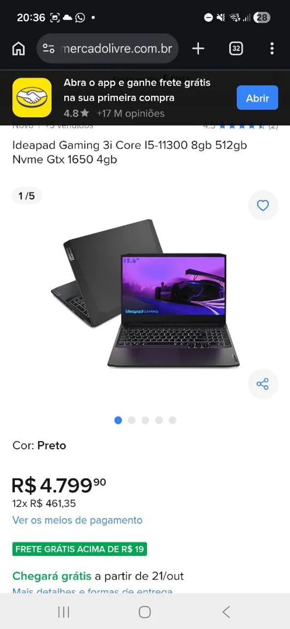 Troco ou vendo notebook lenovo gaming 3i - Foto 4