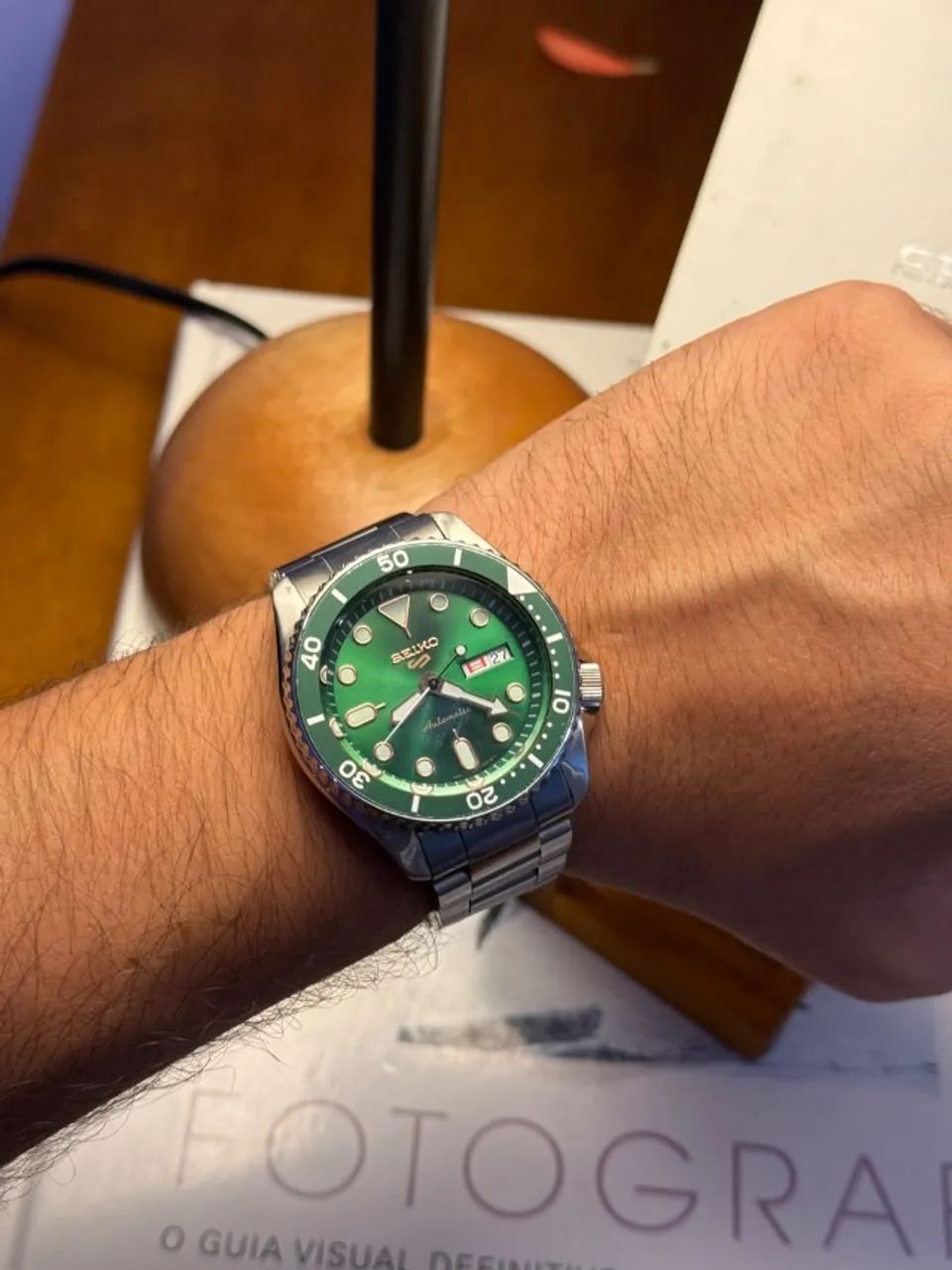 relógio seiko 5 sports automático srpd63k1 verde - Foto 4
