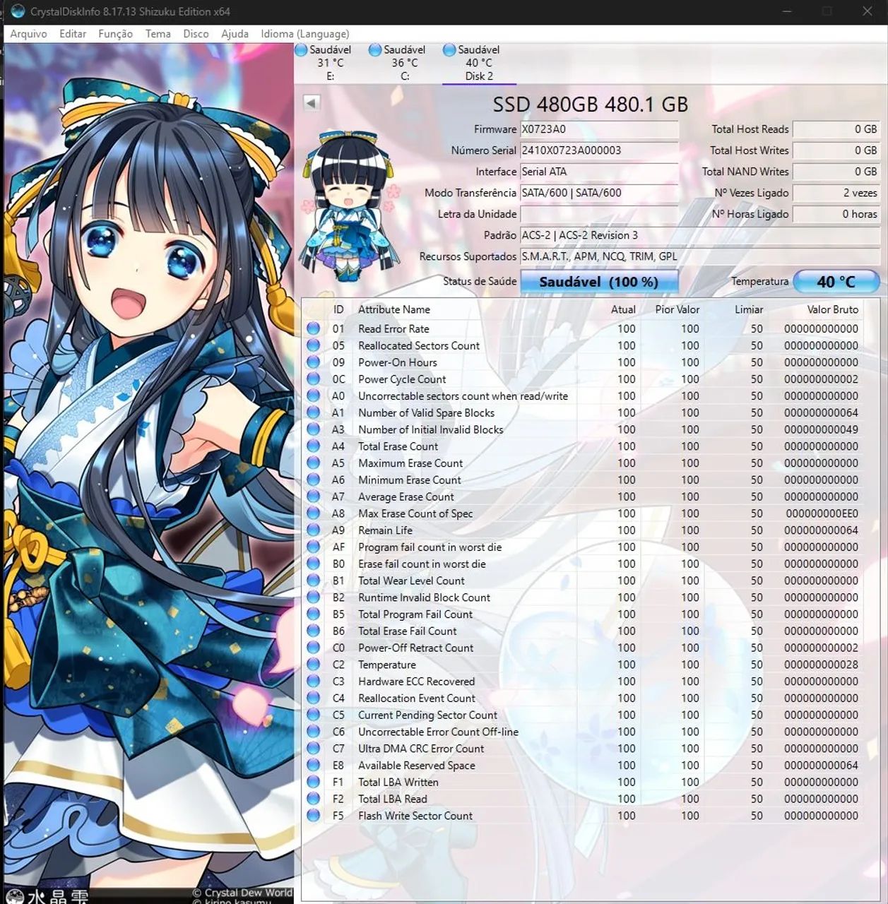 SSD 480GB 100% NOVO (com testes) - Foto 2