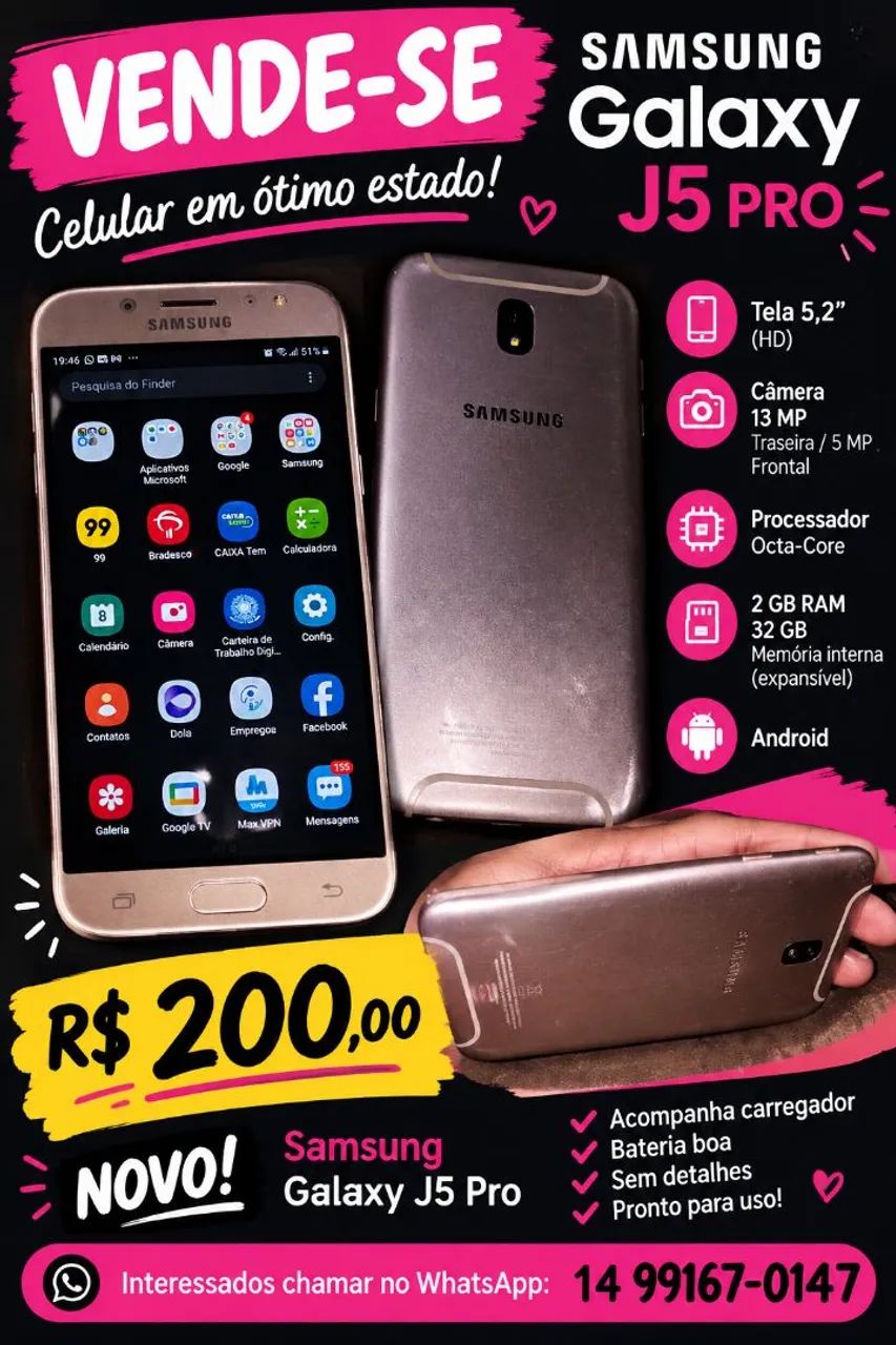 J5 PRO funcionando perfeitamente