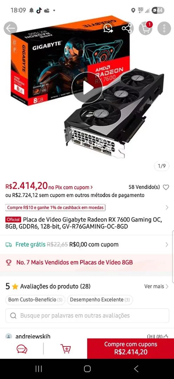Rx 7600 8gb - Foto 3
