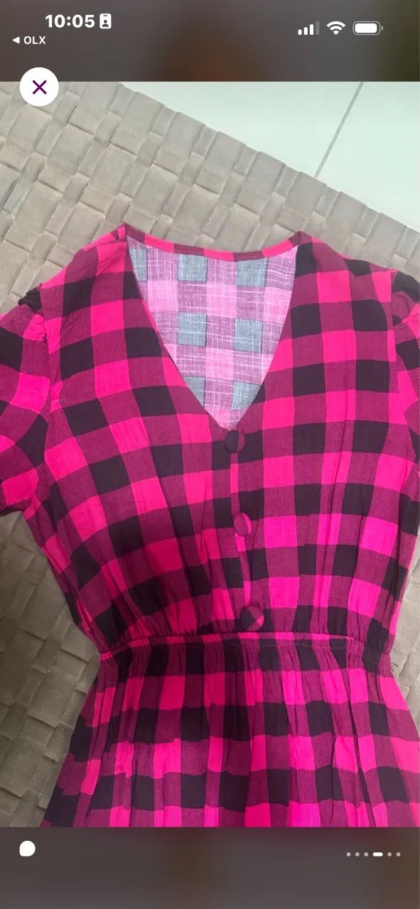 vestido longo xadrez pink/preto - Foto 2