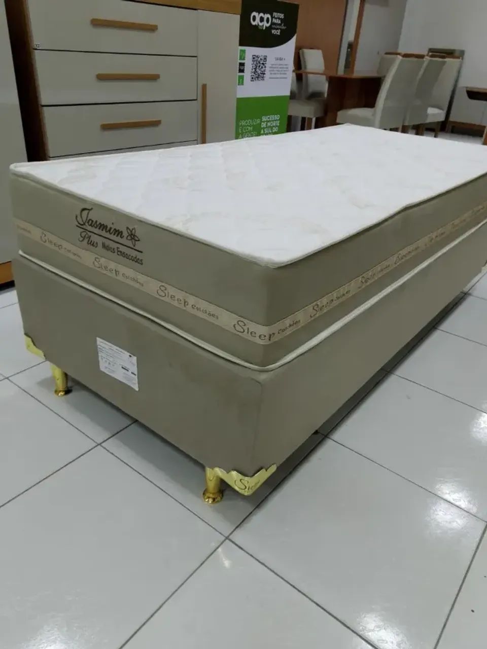 Cama Box solteiro Jasmin Plus, Molas ensacadas - Entrega imediata
