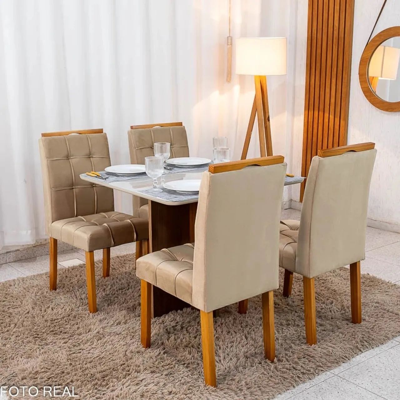 Mesa Jantar 90x90 c/4 Cadeiras Avelã rf87 - Foto 3