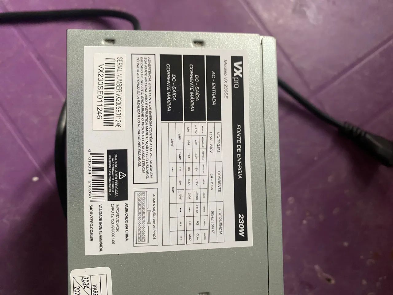 Fonte ATX VX Pro 230W funcionando perfeitamente - Foto 2