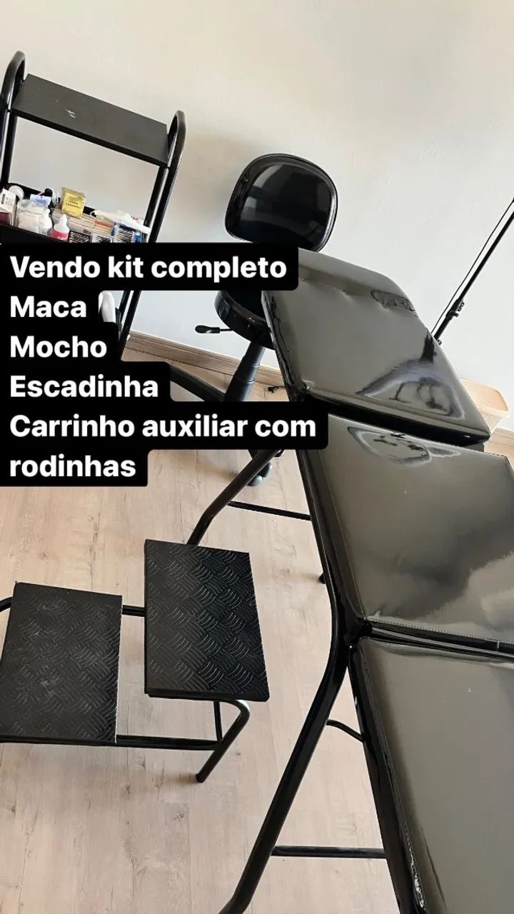 Kit maca, mocho, escadinha e carrinho auxiliar 