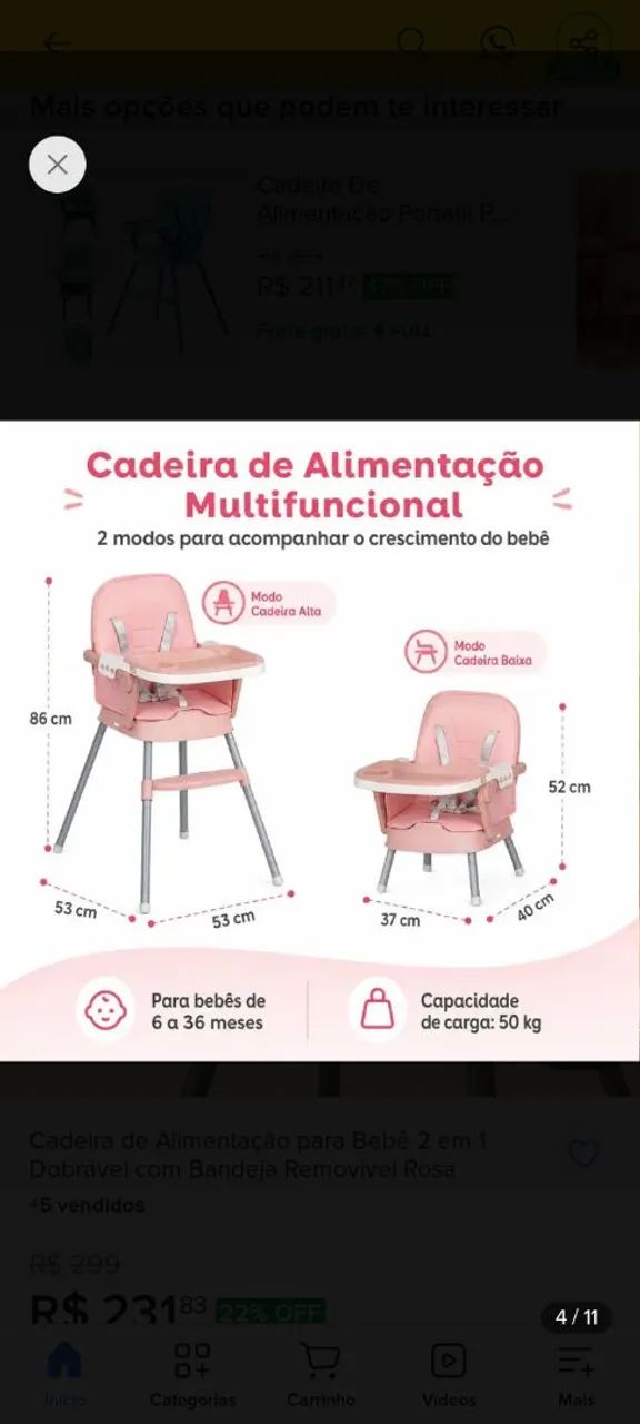Cadeira alimentação  - Foto 4