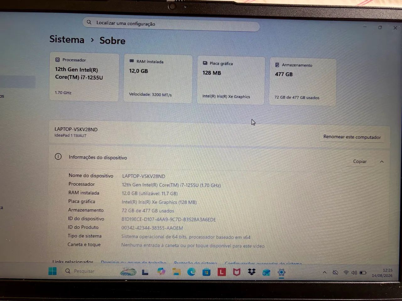 Notebook Lenovo Ideapad i7 12th 512 SSD 12GB RAM - Foto 6