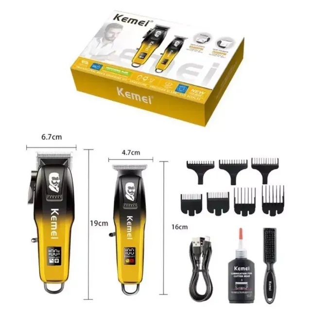 Kit Máquina de Cortar Cabelo + Máquina de Acabamento Kemei Original - Foto 2