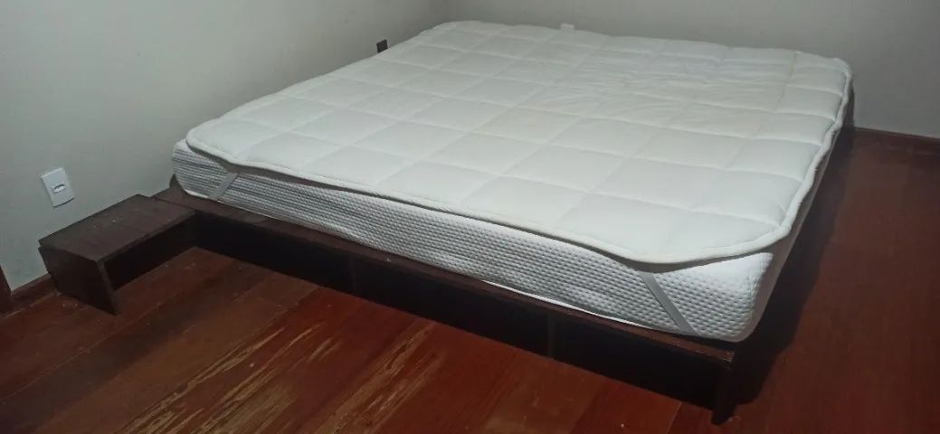 Cama King Size Sob Medida Pinus Tratado + Colchão Emma One Light + Pillow Top