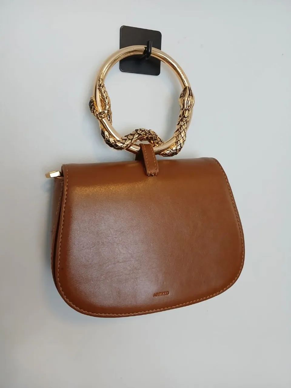 Bolsa arezzo couro legítimo caramelo