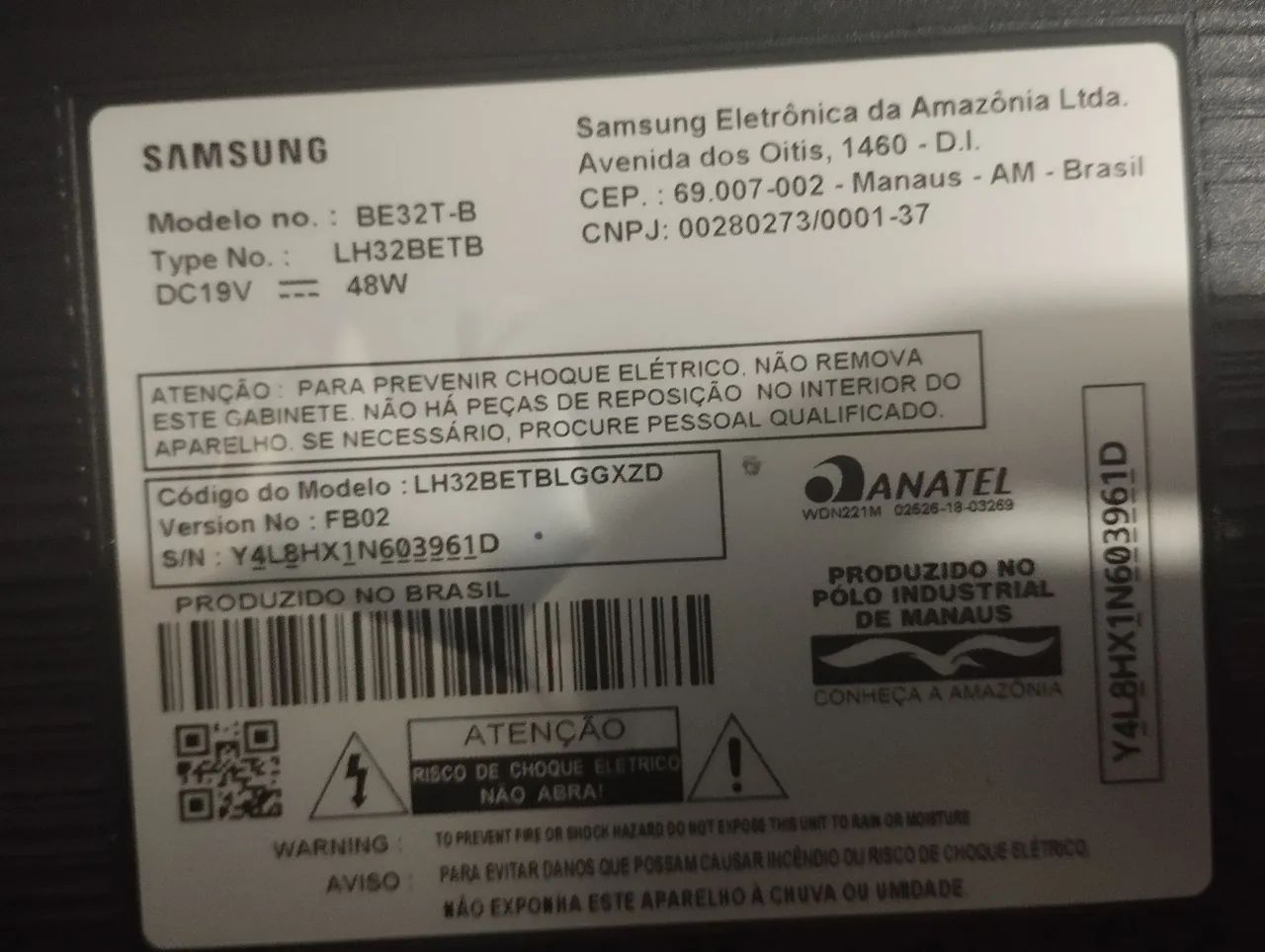 TV Samsung 32" LED (Modelo BE32T-B) - Com defeito - Foto 2