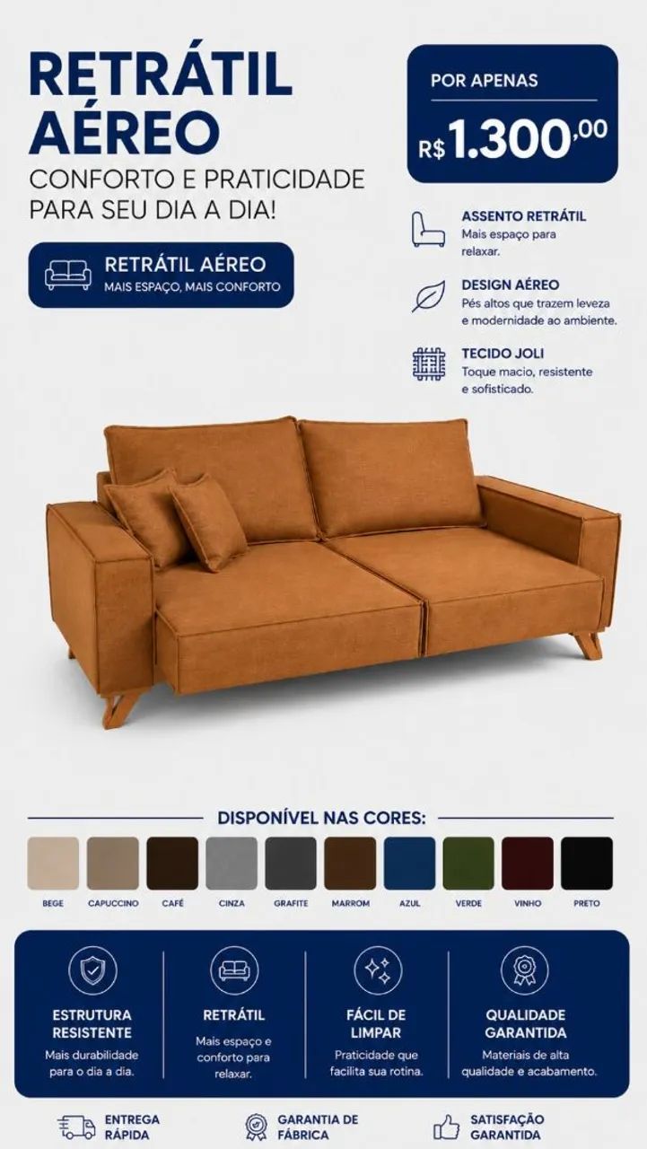 Vendo sofá retrátil Aéreo 
